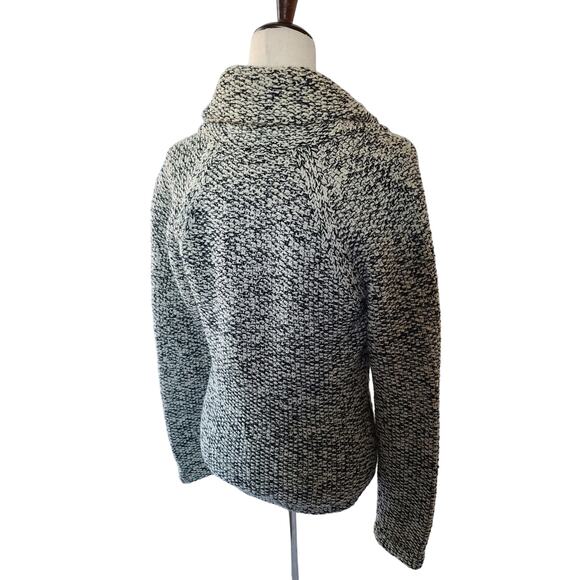 J Crew Black White Gray Black Tweed Wool Hand Knit Cardigan Sweater Medium - Picture 3 of 7